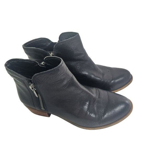 Lucky Brand Basel Black Leather Booties Size 7M - Picture 1 of 9
